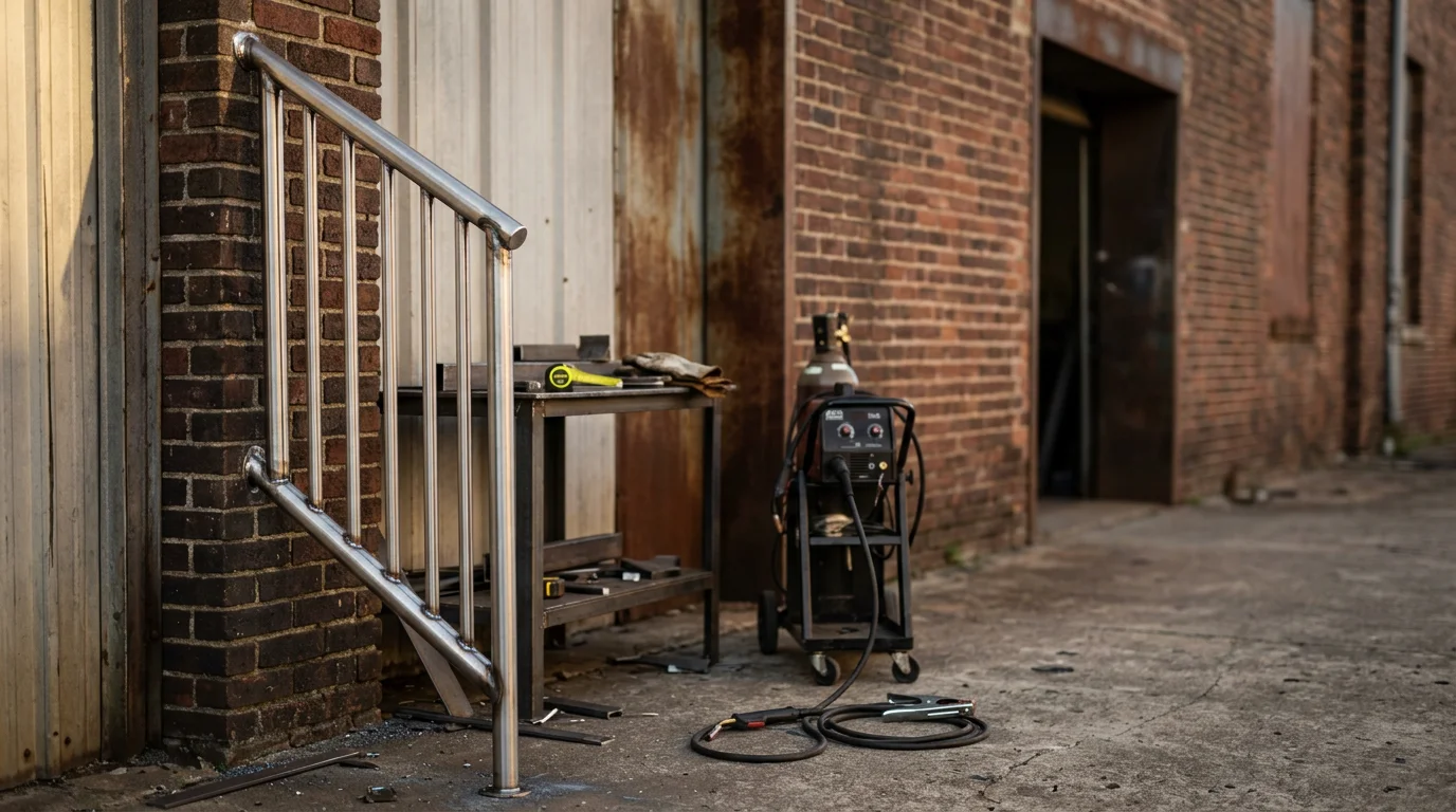 Custom metal fabrication including welded stairs and handrails